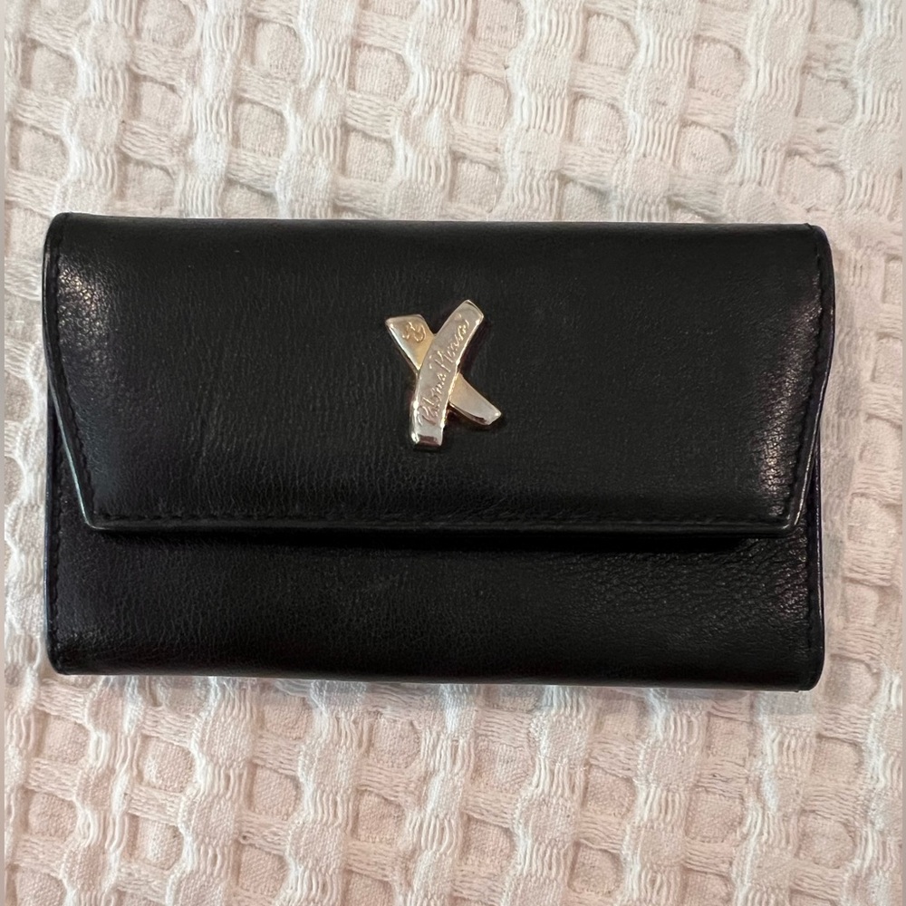- Paloma Picasso Black Italian Leather X Hardware Key Chain